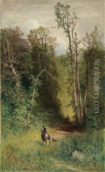 Begegnung Im Wald Oil Painting - Julius Eduard Marak