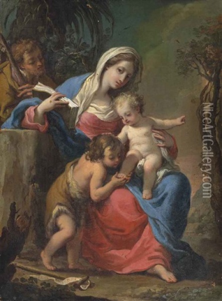 The Holy Family With The Infant Saint John The Baptist - A Bozzetto Oil Painting - Gaetano Gandolfi
