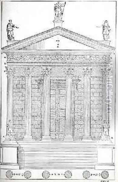 Elevation of the Temple of Nimes, illustration from a facsimile copy of I Quattro Libri dellArchitettura written by Palladio, originally published 1570 Oil Painting - Andrea Palladio