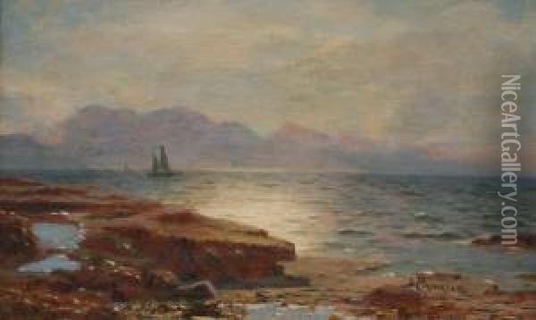 Arran From The Ayrshire Coast Oil Painting - Duncan Cameron