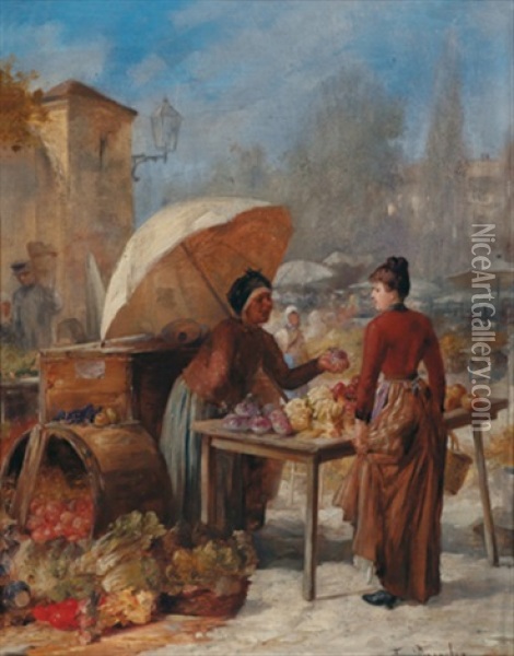 Markt Oil Painting - Franz Von Persoglia