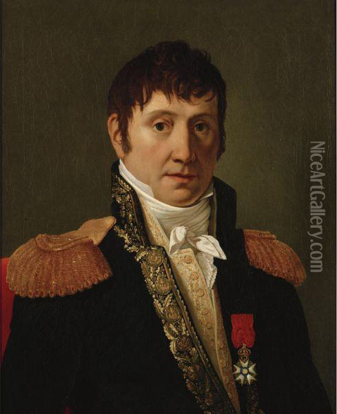 Portrait Of A French Officer Oil Painting - Jacques Louis David