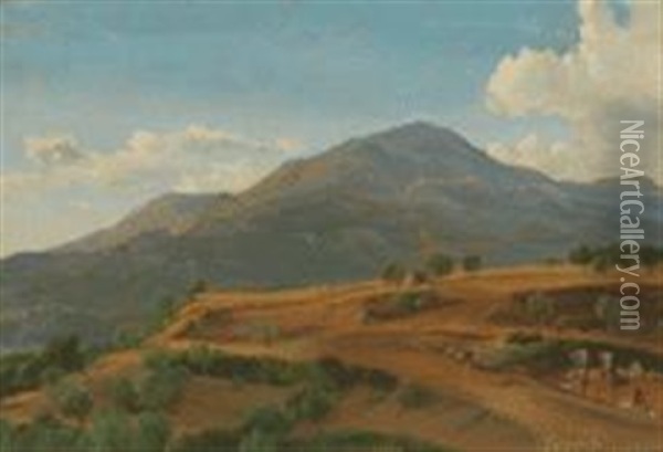 Landschaft Bei Subiaco Oil Painting - Johann Hermann Carmiencke