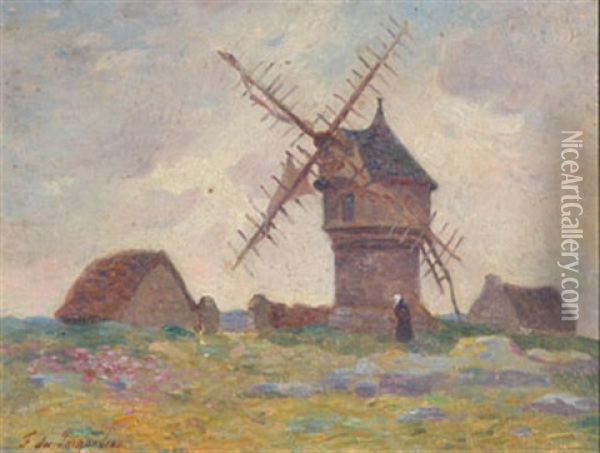 Moulin En Presqu'ile Du Croisic Oil Painting - Ferdinand du Puigaudeau