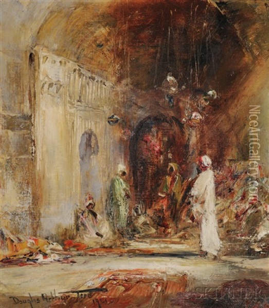 Orientalist Interior With Four Figures Oil Painting - Douglas Arthur Teed