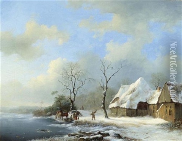 Winterlandschaft Oil Painting - Frederik Marinus Kruseman