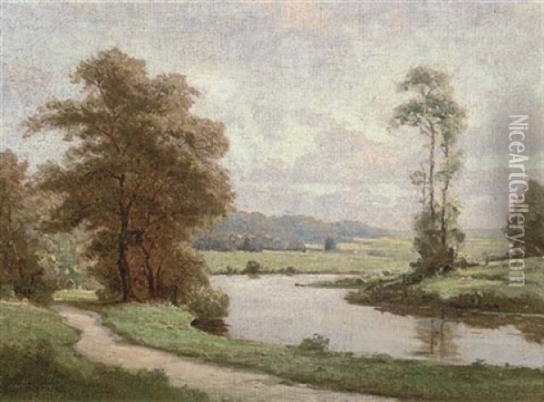 Russian River Landscape Oil Painting - Gavril Pavlovich Kondratenko