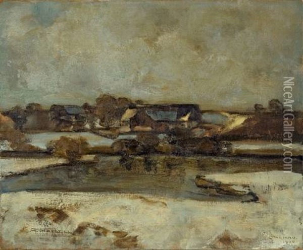 Winterlandschaft (dachau) Oil Painting - Adolf Hoelzel