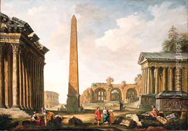 Capriccio Views of Rome The Temple of Concord Oil Painting - Francesco Panini