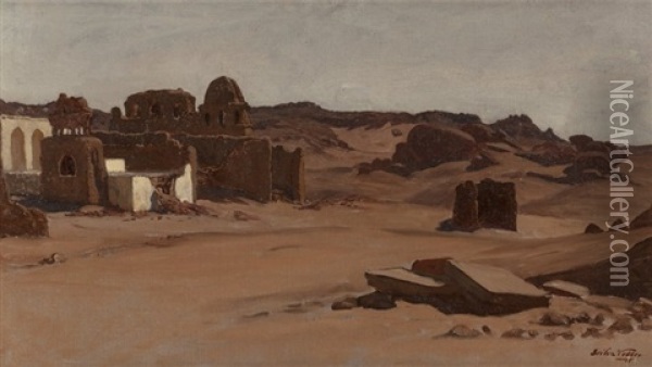 Modern Tombs, Aswan, Egypt Oil Painting - Elihu Vedder