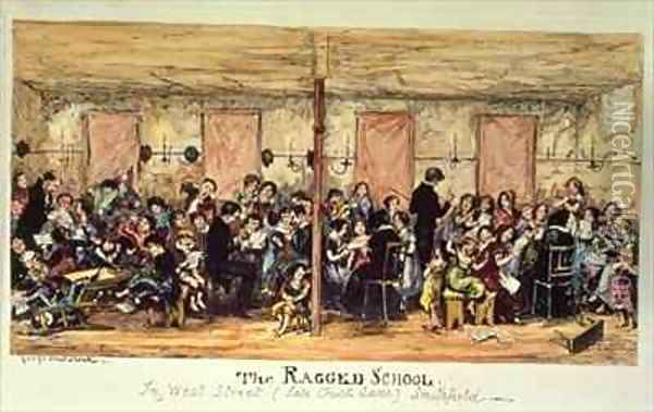 The Ragged School West Street Oil Painting - George Cruikshank I