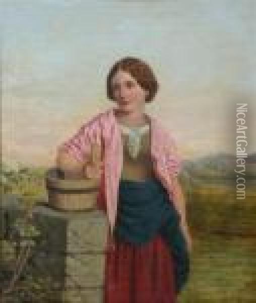 The Milkmaid Oil Painting - Hugh Cameron