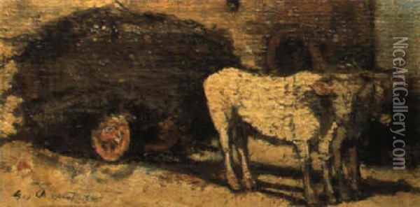 Buoi Al Carro Oil Painting - Giovanni Bartolena