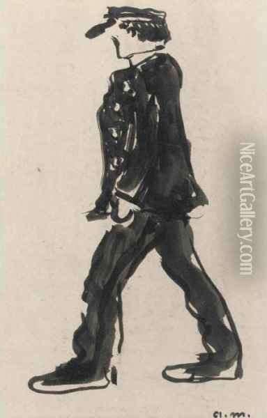 Portrait Of A Man Walking Oil Painting - Albert Marquet