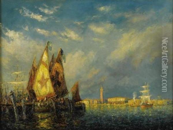 Old East India Docks Oil Painting - Frederick Leo Hunter