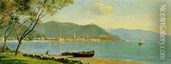 Noli Ved Genua Oil Painting - August Fischer