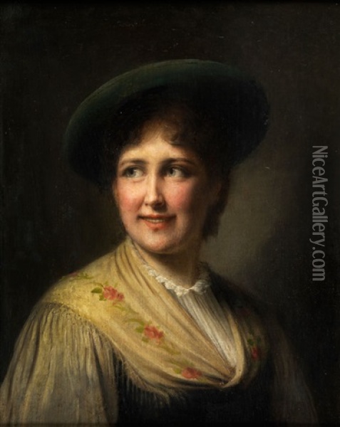Junge Frau Im Vornehmen Dirndl Oil Painting - Franz Von Defregger