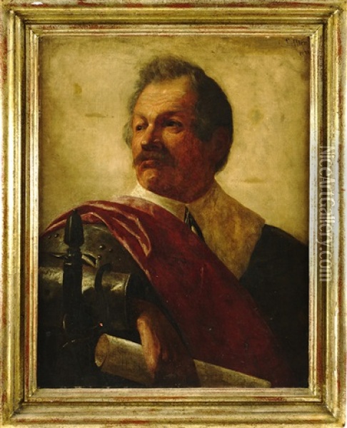Portrait Eines Feldherren Im Harnisch Oil Painting - Ludwig Loeffler