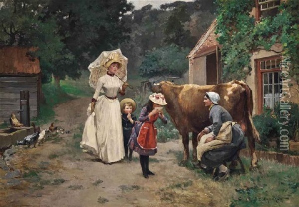 Fresh Milk Oil Painting - Emile Charles Dameron