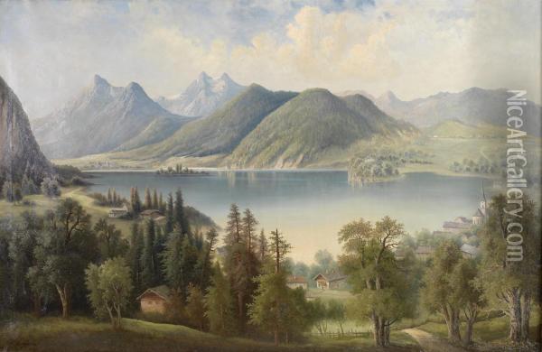 Hallstadt/salzkammergut Oil Painting - Jean-Jacques Hauer