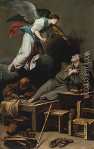 The Vision Of Saint Francis (sketch) Oil Painting - Carlo Saraceni