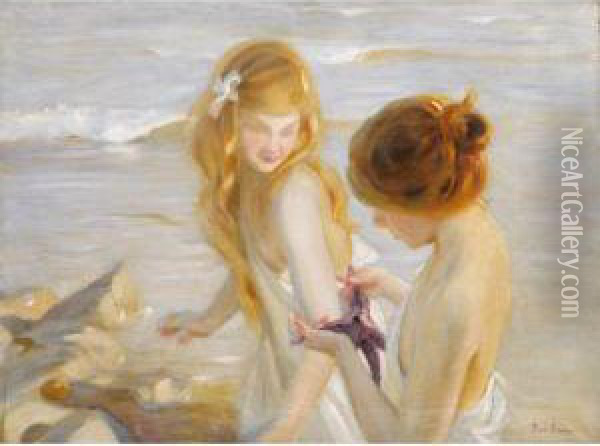 Deux Jeunes Filles A L'etoile De Mer Oil Painting - Paul Chabas