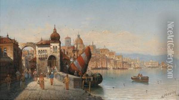 Naples Scene Oil Painting - Karl Kaufmann