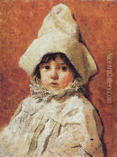 Bambino In Costume Bianco Oil Painting - Roberto Fontana