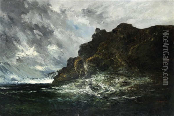 Mer Dechainee Oil Painting - Louis-Auguste Auguin