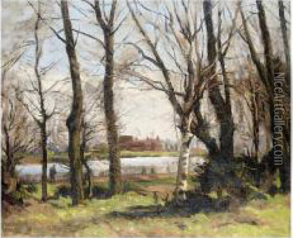 By River And Woodland Oil Painting - Albert Ernest Bottomley