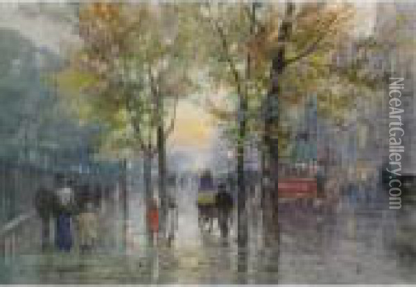 Piccadilly In Rain Oil Painting - Frederic Marlett Bell-Smith
