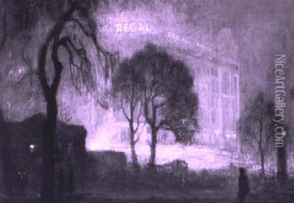 The 'regal' On A Misty Night (from Hyde Park) Oil Painting - Reginald Rex Vicat Cole