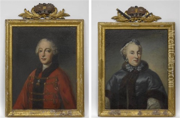 Maria Anna Sophie Kurfurstin Von Bayern - Maximilian Iii. Joseph Kurfurst Von Bayern (pair) Oil Painting - George de Marees