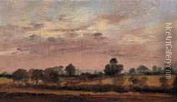 Landscape With Trees Oil Painting - Lionel Bicknell Constable