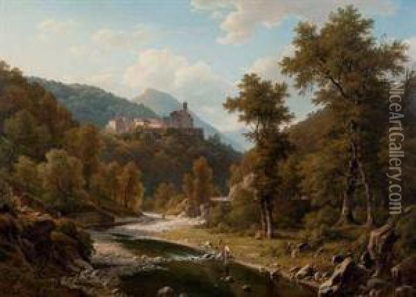 Paysage De Bugey Oil Painting - Alphonse Robert