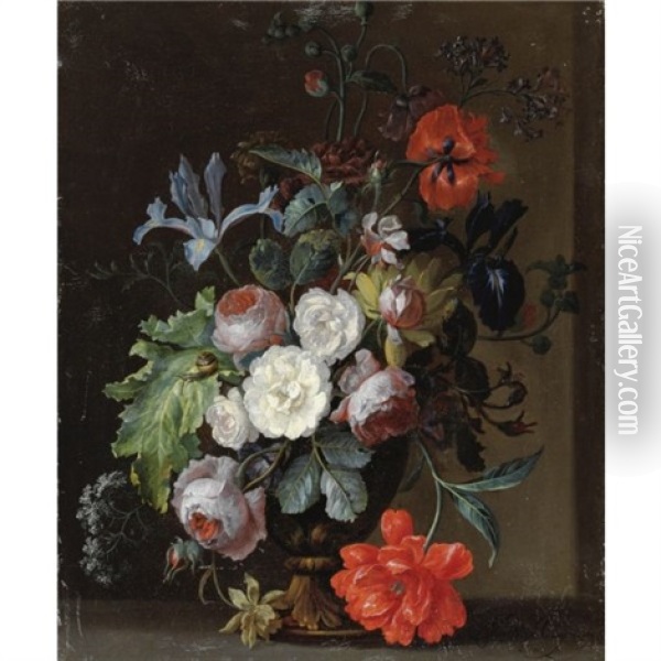 Natura Morta Con Vaso Di Fiori Oil Painting - Justus van Huysum the Elder