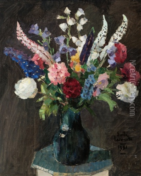 A Bouquet Of Flowers Oil Painting - Emile Lecomte