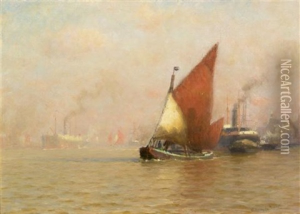 On The Thames Oil Painting - William Edward Norton