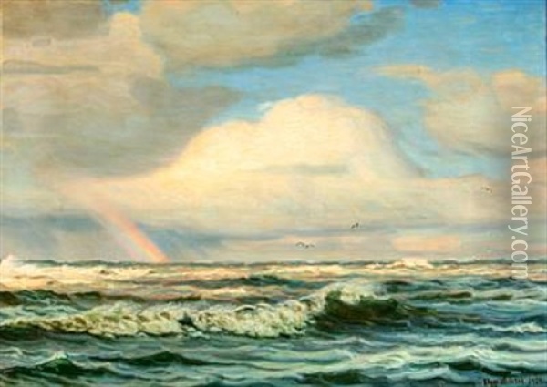 Rainbow Over The Ocean Oil Painting - Viggo Lauritz Helsted