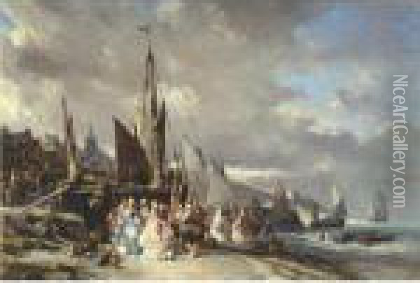 Scene De Port Oil Painting - Eugene Isabey