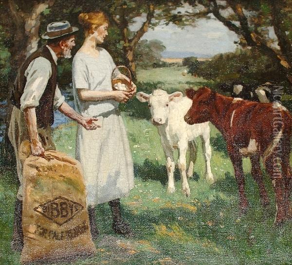 Bibby's For Calf Rearing Oil Painting - William Gunning King