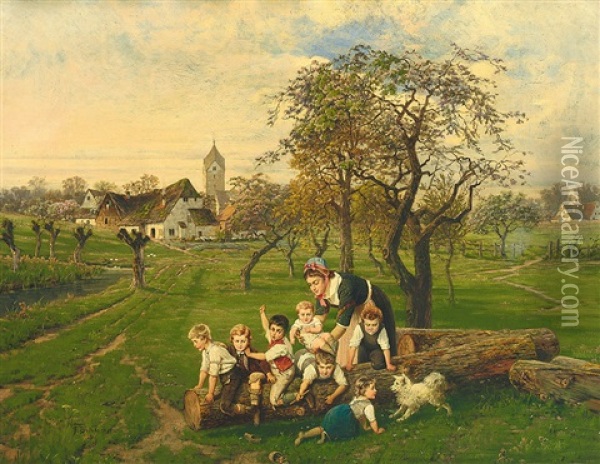 Fruhlingstag Auf Dem Land Oil Painting - Fritz Beinke