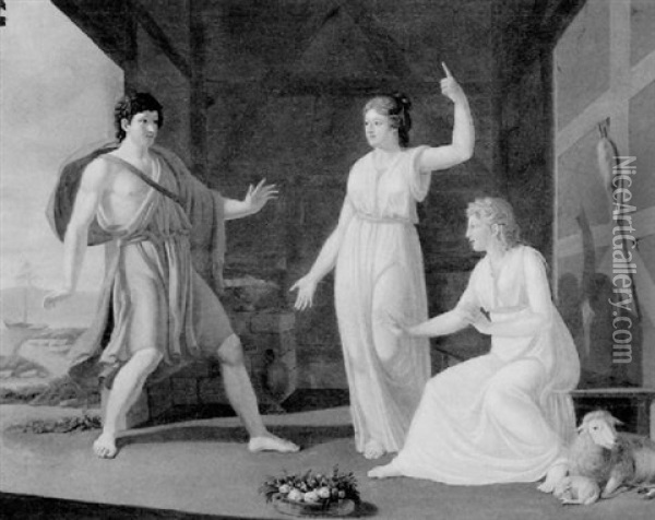 Die Heimkehr Des Odysseus Oil Painting - Ernst Friedrich Ferdinand Robert