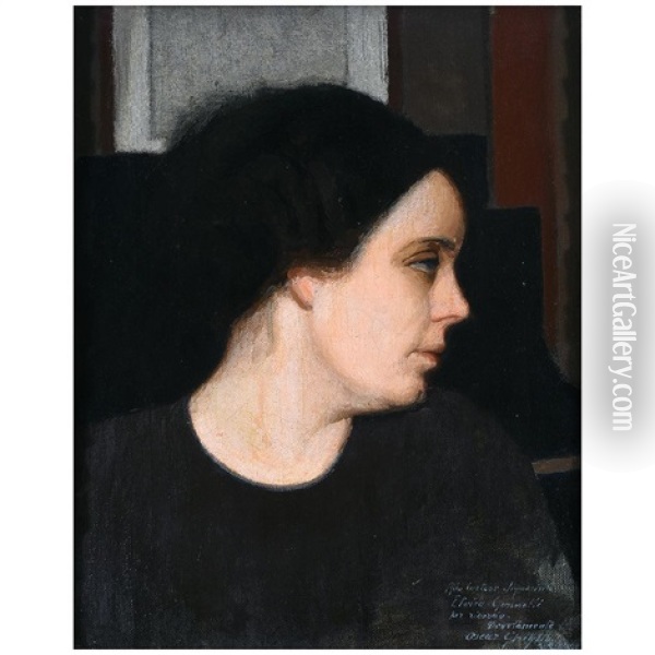 Portrait Of Ms. Gonnetti Oil Painting - Oscar Ghiglia