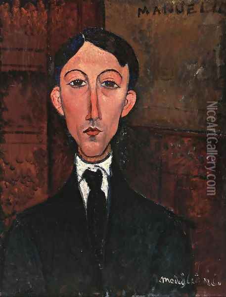 Bust of Manuel Humbert Oil Painting - Amedeo Modigliani