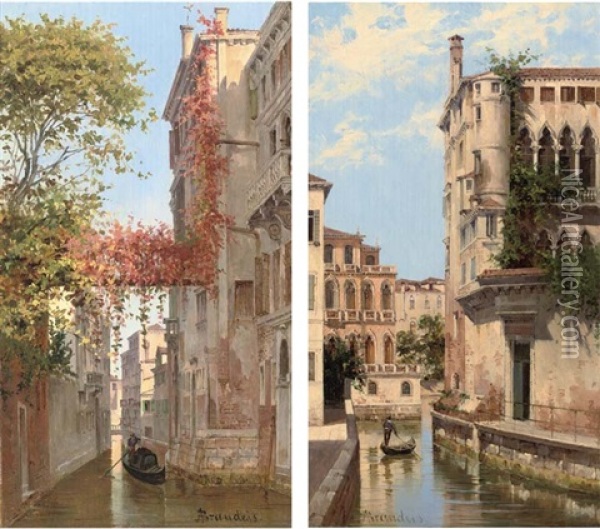 Palazzo Albrizzi, Venice (+ Palazzo Contanini, Venice; Pair) Oil Painting - Antonietta Brandeis
