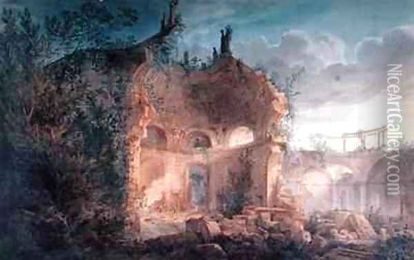 Sir John Soanes Rotunda of the Bank of England in Ruins Oil Painting - Joseph Michael Gandy