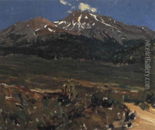 Snow On Jim Mountain Oil Painting - Frank Tenney Johnson