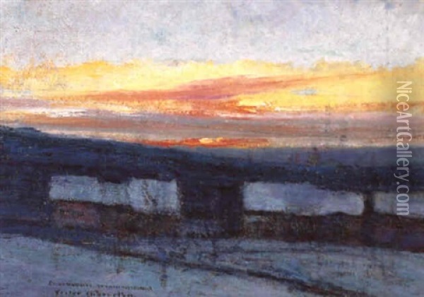 Coucher De Soleil Oil Painting - Victor Charreton