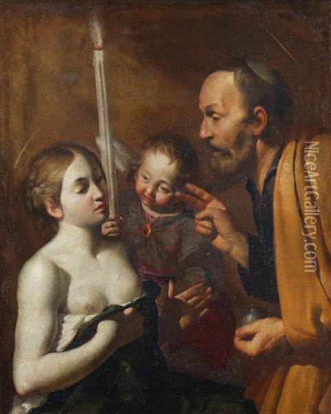Saint Peter Healing Saint Agatha Oil Painting - Pietro (Monrealese) Novelli